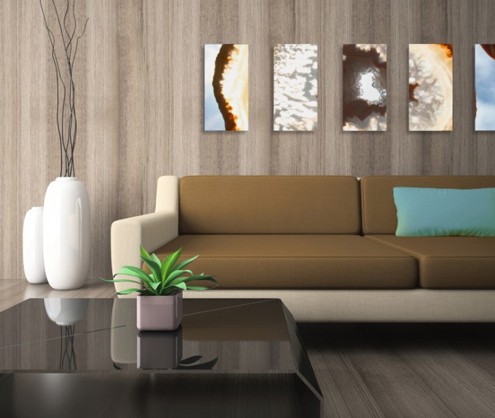 Part of modern interior with yellow pillow