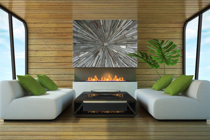 Modern interior of the beach house 3D rendering