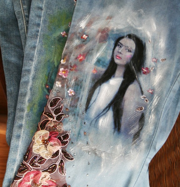 Asian Lady Jeans Painting