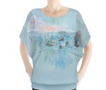 Abstract Ocean Chiffon Butterfly Top, Teals