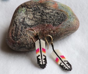24K Gold Eagle Feather Earrings Pink