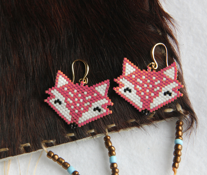24K Gold Fox Earrings Pink 24K Gold Fox Earrings Pink