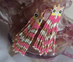 24K Gold Owl Earrings Pink
