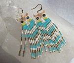 24K Gold Owl Earrings Turquoise